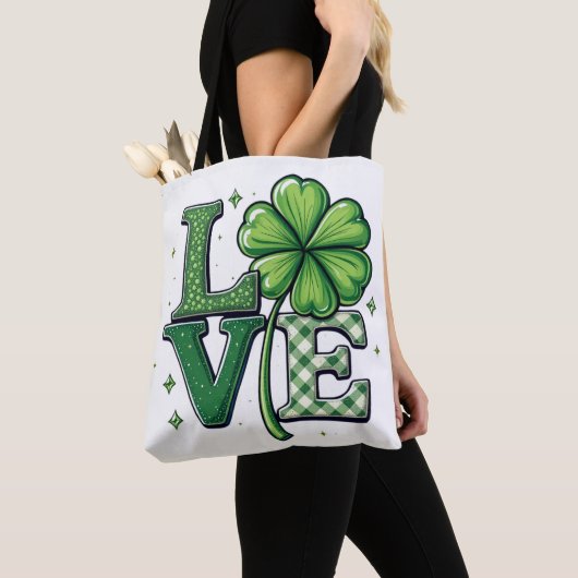 St. Patrick's Day Love Clipart Clower Tote Bag (Dichtbij)