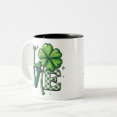 St. Patrick's Day Love Clipart Clower Tweekleurige Koffiemok (Voorkant links)