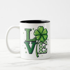 St. Patrick's Day Love Clipart Clower Tweekleurige Koffiemok