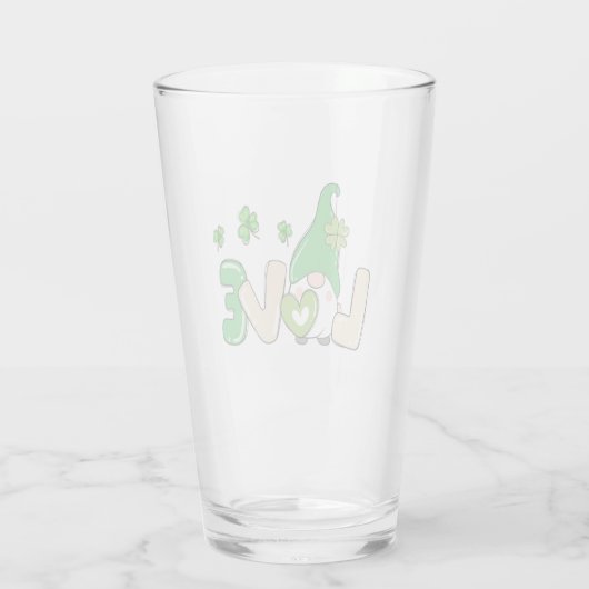 St Patrick's Day Love Gnome Glas (Achterkant)