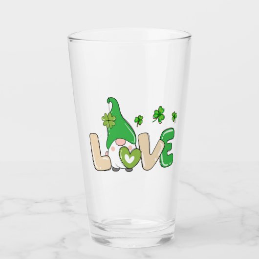 St Patrick's Day Love Gnome Glas (Voorkant)