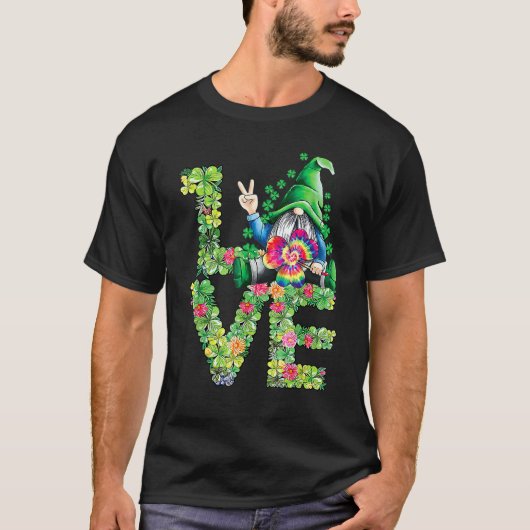 St Patricks Day Love Gnome Love Shamrock Clover Bo T-shirt (Voorkant)