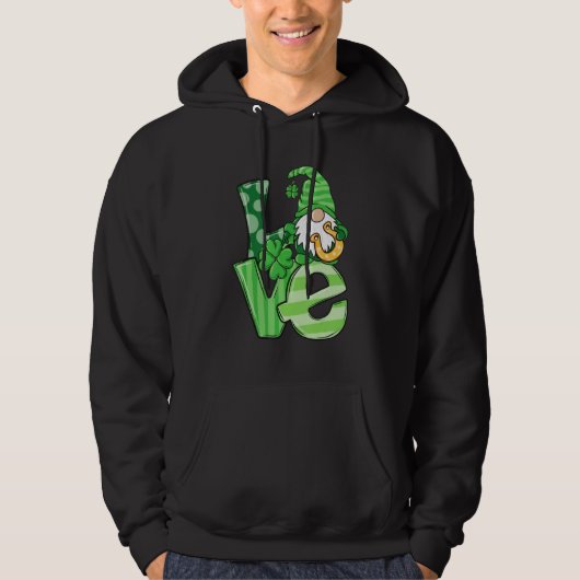 St Patrick's Day Love Gnomes Shamrock Horseshoe Ir Hoodie (Voorkant)