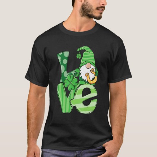 St Patrick's Day Love Gnomes Shamrock Horseshoe Ir T-shirt (Voorkant)