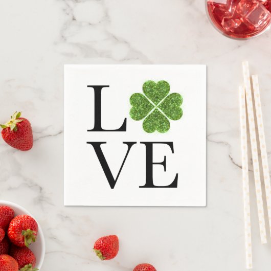 St. Patrick's day - Love | groene glitter shamrock Servet (Insitu)