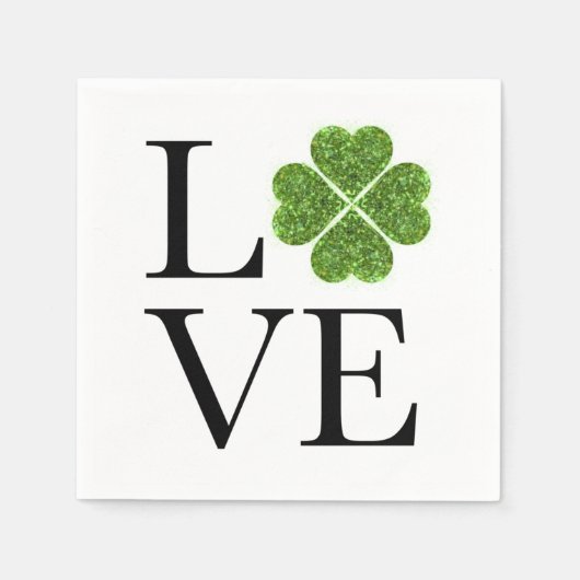 St. Patrick's day - Love | groene glitter shamrock Servet (Voorkant)