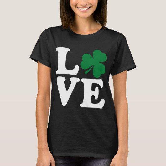St Patrick's Day Love Irish Shamrock Green Clover T-shirt (Voorkant)