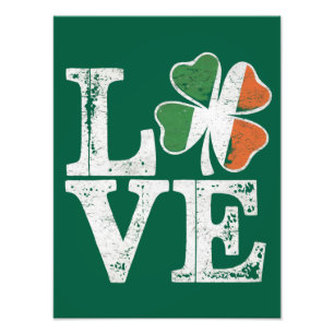 St Patricks Day Love Lucky Irish Shamrock Green Foto Afdruk