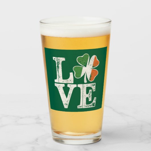 St Patricks Day Love Lucky Irish Shamrock Green Glas (Voorkant gevuld)