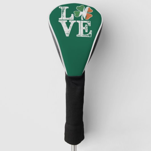 St Patricks Day Love Lucky Irish Shamrock Green Golfheadcover (Voorkant)