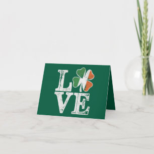St Patricks Day Love Lucky Irish Shamrock Green Kaart