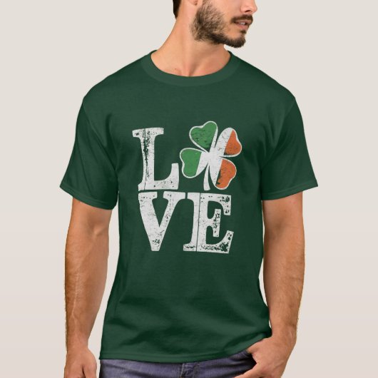 St Patricks Day Love Lucky Irish Shamrock Green T-shirt (Voorkant)