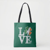 St Patricks Day Love Lucky Irish Shamrock Green Tote Bag (Voorkant)