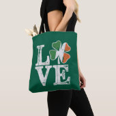St Patricks Day Love Lucky Irish Shamrock Green Tote Bag (Dichtbij)