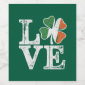 St Patricks Day Love Lucky Irish Shamrock Green Wijn Etiket (Enkel label)