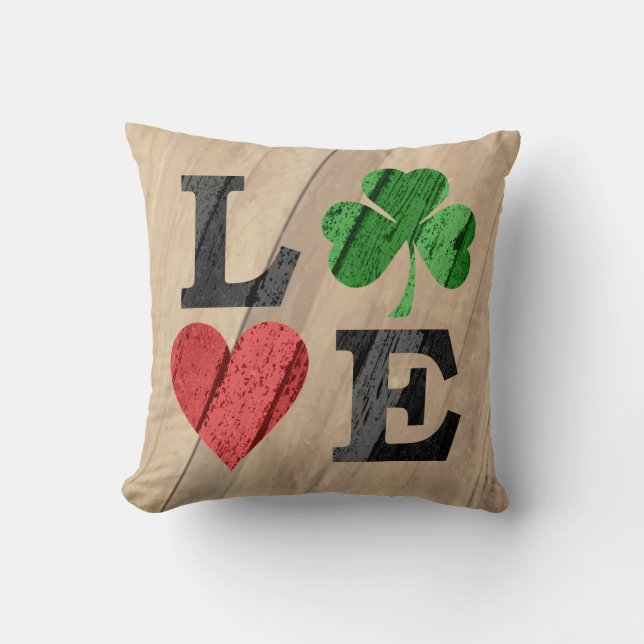 St. Patrick's Day LOVE met hart en schaamte Kussen (Voorkant)