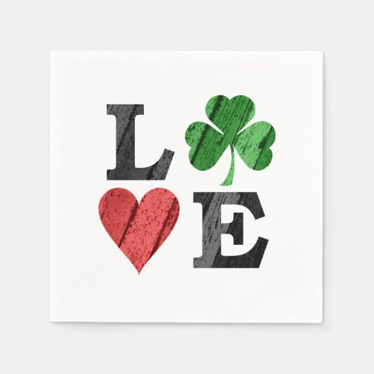 St. Patrick's Day LOVE met hart en schaamte Servet (Voorkant)