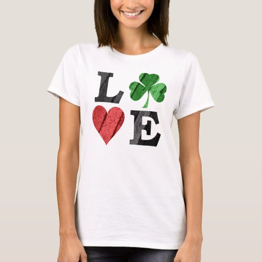 St. Patrick's Day LOVE met hart en schaamte T-shirt (Voorkant)