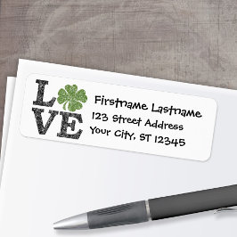 St. Patricks Day LOVE met shamrock Etiket