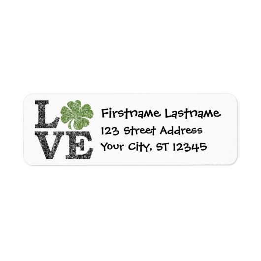 St. Patricks Day LOVE met shamrock Etiket (Voorkant)