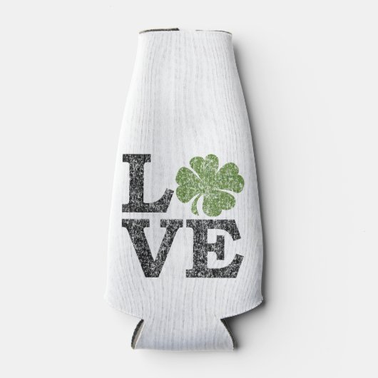 St. Patricks Day LOVE met shamrock Flesjeskoeler (Voorkant)