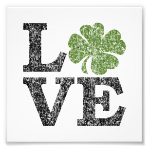St. Patricks Day LOVE met shamrock Foto Afdruk