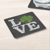 St. Patricks Day LOVE met shamrock Kartonnen Onderzetters (Schuin)