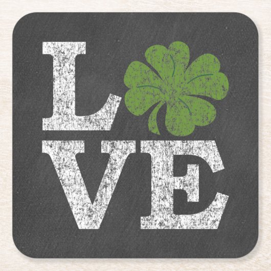 St. Patricks Day LOVE met shamrock Kartonnen Onderzetters (Voorkant)