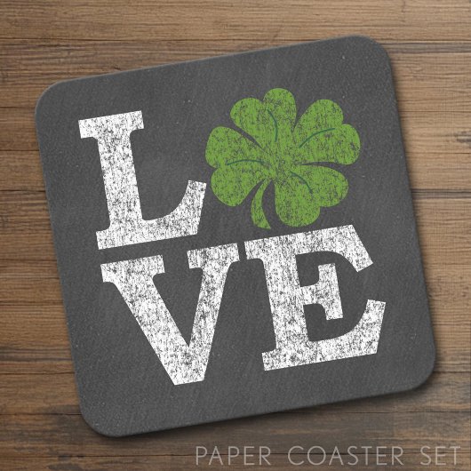 St. Patricks Day LOVE met shamrock Kartonnen Onderzetters