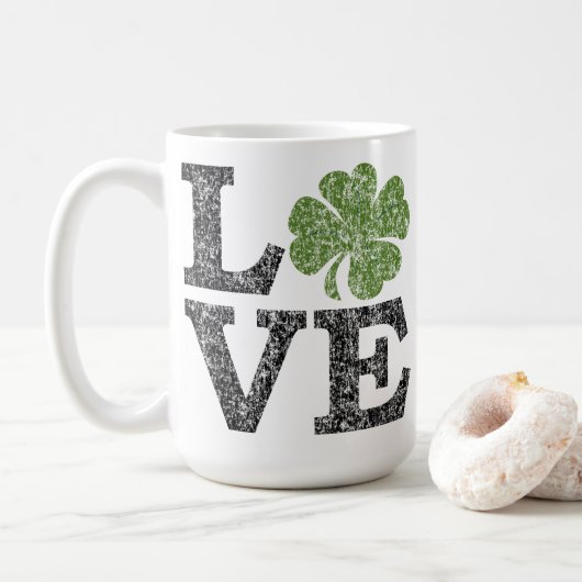 St. Patricks Day LOVE met shamrock Koffiemok (Met donut)