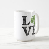 St. Patricks Day LOVE met shamrock Koffiemok (Voorkant rechts)