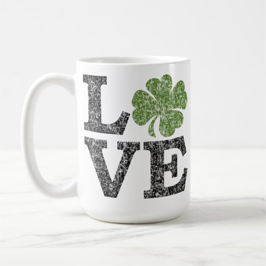 St. Patricks Day LOVE met shamrock Koffiemok (Links)