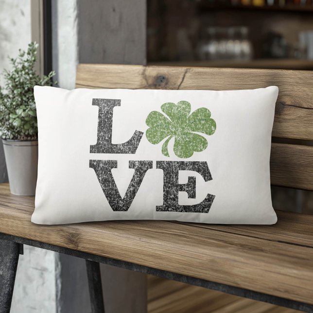 St. Patricks Day LOVE met shamrock Kussen (Custom Pillow)
