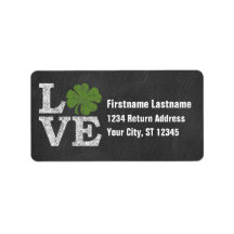 St Patricks Day LOVE met shamrock return address