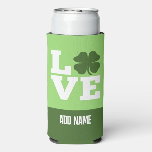 St. Patricks Day LOVE met shamrock Seltzer Blikjeskoeler (Seltzer Achterkant)
