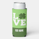 St. Patricks Day LOVE met shamrock Seltzer Blikjeskoeler (Seltzer Voorkant)