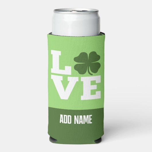 St. Patricks Day LOVE met shamrock Seltzer Blikjeskoeler (Seltzer Voorkant)
