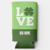 St. Patricks Day LOVE met shamrock Seltzer Blikjeskoeler (Voorkant)
