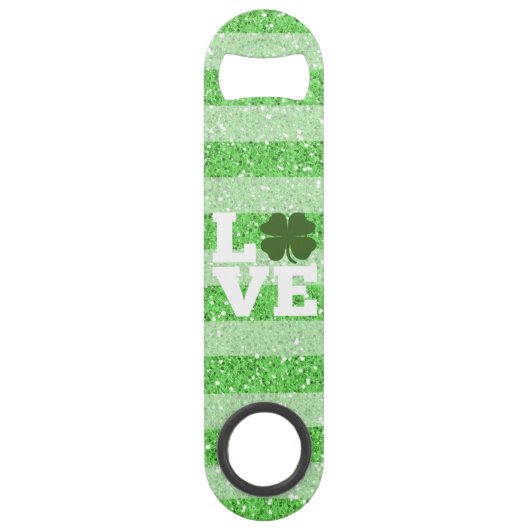 St. Patricks Day LOVE met shamrock Speed Flessenopener (Voorkant)