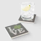 St. Patricks Day LOVE met shamrock Stenen Onderzetter (Zijkant)