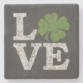 St. Patricks Day LOVE met shamrock Stenen Onderzetter (Voorkant)