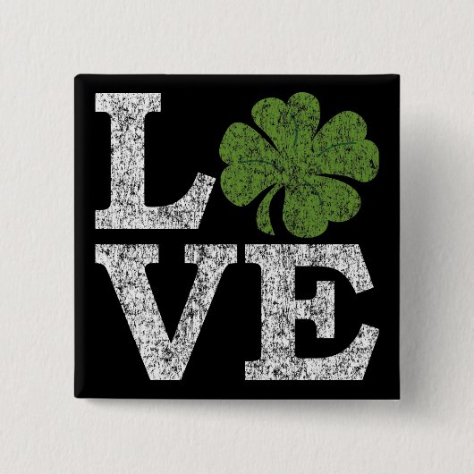 St. Patricks Day LOVE met shamrock Vierkante Button 5,1 Cm (Voorkant)