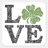 St. Patricks Day LOVE met shamrock Vierkante Sticker (Voorkant)