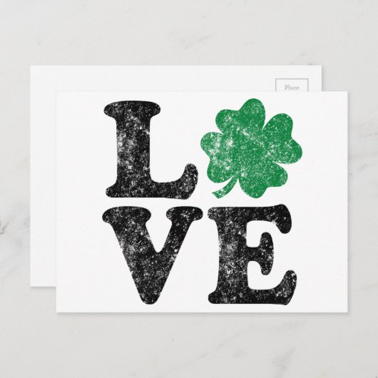 St Patrick's Day LOVE Shamrock Irish Briefkaart (Voorkant / Achterkant)