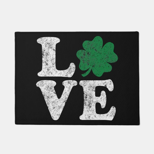 St Patrick's Day LOVE Shamrock Irish Deurmat (Voorkant)