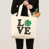 St Patrick's Day LOVE Shamrock Irish Grote Tote Bag (Voorkant (product))