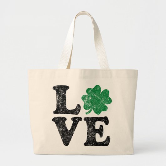 St Patrick's Day LOVE Shamrock Irish Grote Tote Bag (Voorkant)