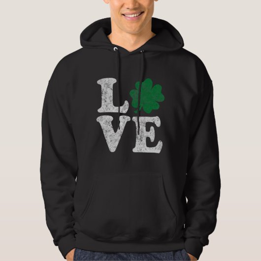 St Patrick's Day LOVE Shamrock Irish Hoodie (Voorkant)