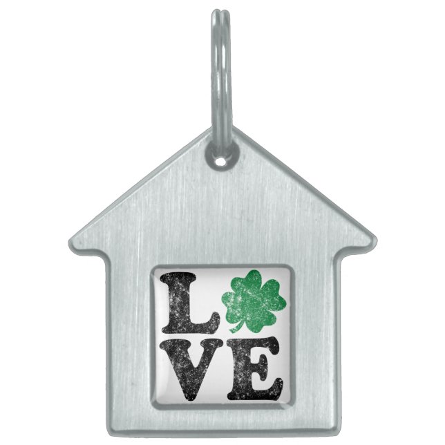 St Patrick's Day LOVE Shamrock Irish Huisdieren Naamplaatje (Voorkant)