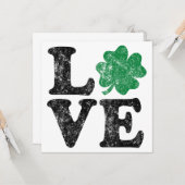 St Patrick's Day LOVE Shamrock Irish Kaart (Voorkant / Achterkant in situ)